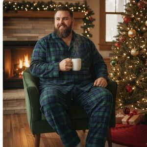 Target Wondershop Men's Plaid Flannel Sleepwear Set Navy Blue 3XL Big & Tall